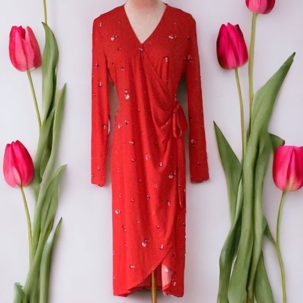 JOE FRESH NORDSTROM RACK NWT MEDIUM DRESS RED BLUE FLORAL